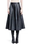 Balenciaga Leather Midi Skirt In Black