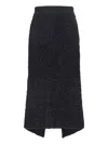 Balenciaga Cotton Tweed Knitted Midi Skirt In Black
