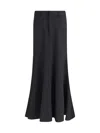 Balenciaga Women Godet Maxi Skirt In Virgin Wool In Black