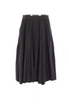 Balenciaga Hybrid Pleated Wool-ramie Midi Skirt In Black