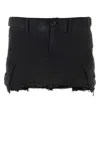 Balenciaga Frayed Cotton-blend Ripstop Mini Skirt In Black