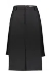 Balenciaga Flat Pencil Skirt With Front Panel In Black