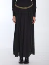 Balenciaga Black Long Pleaded Skirt With Belt In Tech Fabric Woman In Black