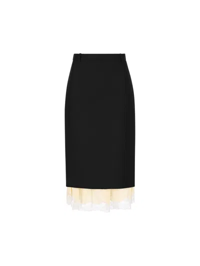 Balenciaga Lingerie Wool Tailored Skirt In Black