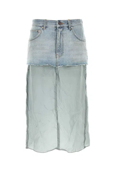 Balenciaga Women Denim Skirt In Blue