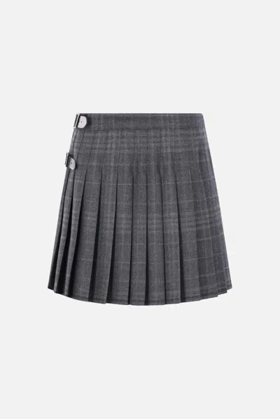 Balenciaga Grey Shadow-effect Tartan Mini Skirt Women In Black