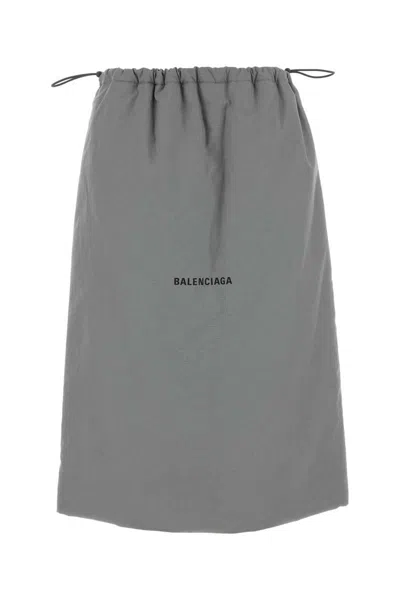 Balenciaga Grey Cotton Shoe Bag Skirt