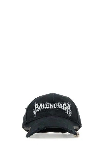 Pre-owned Balenciaga Slate Cotton Baseball Cap In Black