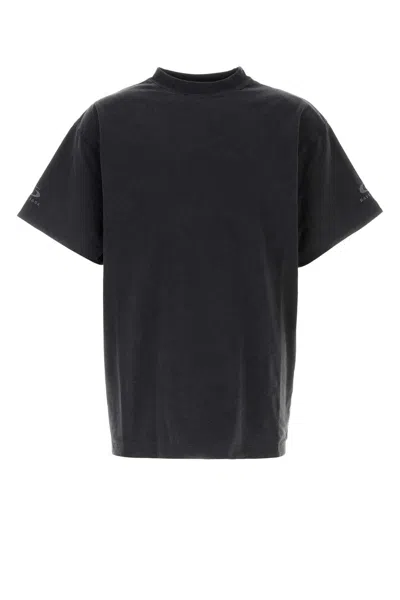 Balenciaga Men Slate Cotton Oversize Reversbile T-shirt In Black