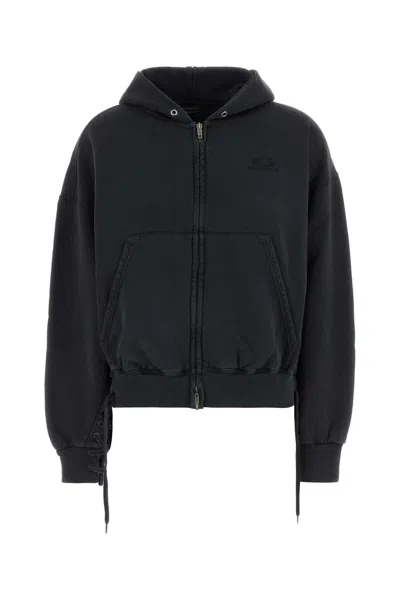 Balenciaga Women Slate Cotton Sweatshirt In Black