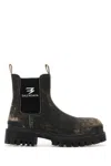 Balenciaga Strike Distressed Leather Chelsea Boots In Black