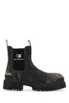 Balenciaga Strike Distressed Leather Chelsea Boots In Black