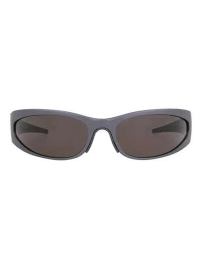 Balenciaga Sleek Aluminium Shield Wrap Sunglasses For Men In Blue