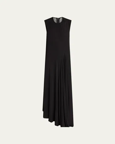 Balenciaga Sleeveless Asymmetric Maxi Dress In Black