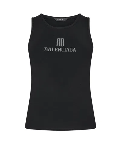 Balenciaga Sleeveless Fitted Vest In Black