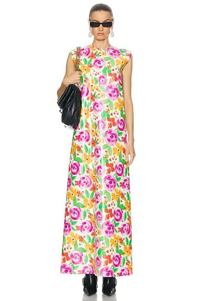 Balenciaga Sleeveless Floral Dress In Pink