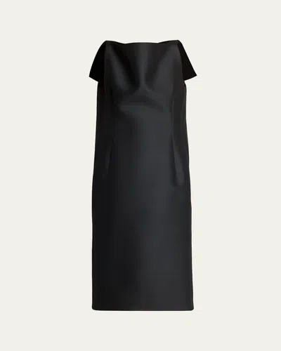 Balenciaga Sleeveless Folded V-back Midi Dress In Black