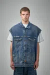 Balenciaga Sleeveless Jacket In Blue