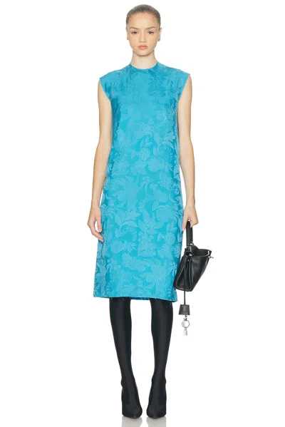 Balenciaga Sleeveless Midi Dress In Blue