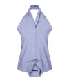 Balenciaga Striped Deconstructed Cotton Top In Blue