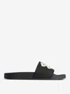 Balenciaga Black Sandals With Maxi Contrasting Logo In Tech Fabric Man In Black