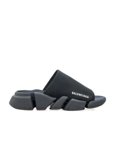 Balenciaga Slide Speed 2.0 In Maglia Riciclata  Da Donna In Nero In Black