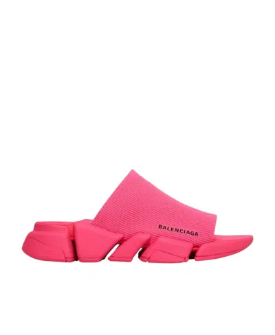 Balenciaga Slide Speed 2.0 In Maglia Riciclata  Da Donna In Rosa Fluo In Red