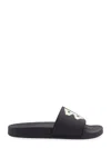 Balenciaga Black Sandals With Maxi Contrasting Logo In Tech Fabric Man In Black