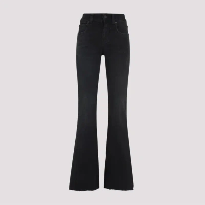 Balenciaga Black Cotton Elastane Bootcut Pants In Blue
