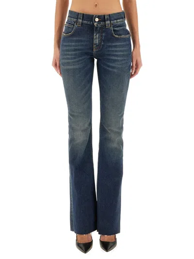Balenciaga Slim Fit Bootcut Pants In Blue