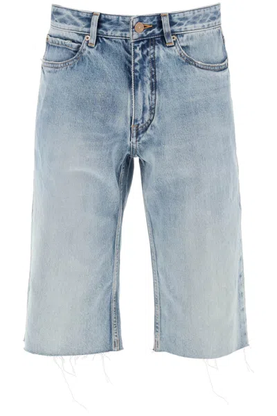Balenciaga Slim-leg Denim Shorts In Blue