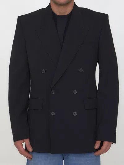 Balenciaga Slim Fit Double-breasted Jacket In Black