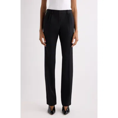 Balenciaga Slim Fit Pleated Tailored Wool Stretch Twill Pants In Black