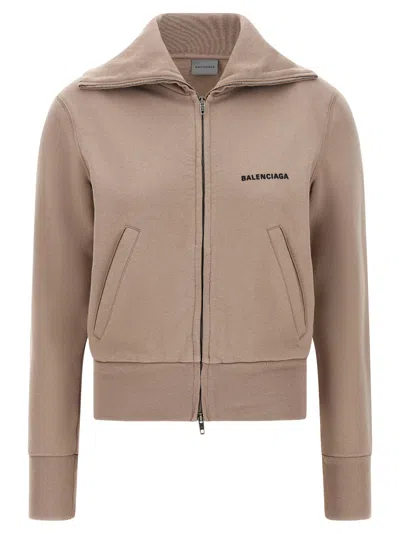 Balenciaga 'slim Zip' Sweatshirt In Brown