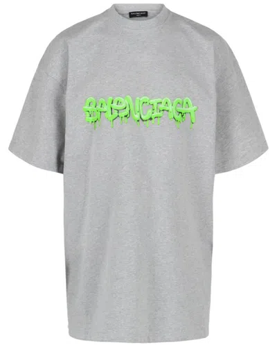 Balenciaga Slime Logo Oversized T-shirt In Gray