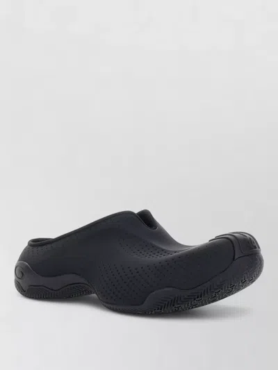 Balenciaga Slip On Mules Perforated Upper Round Toe In Black