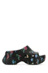 Balenciaga Floral Pattern Rubber Pool Slide Sandals In Black
