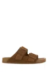 Balenciaga Camel Suede Sunday Slippers In Brown