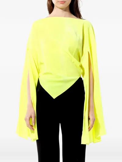 Balenciaga Slit-sleeve Crepe Top In Yellow