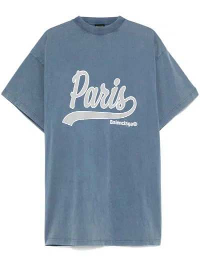 Balenciaga Slogan-print T-shirt In Blue