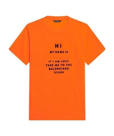 Balenciaga Slogan-print T-shirt In Orange