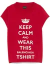 Balenciaga Mini Cropped Crew-neck T-shirt With Keep Calm Logo In Red