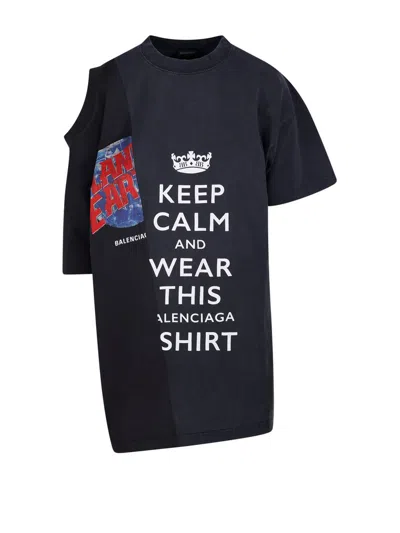 Balenciaga Women's 50-50 T-shirt In Black