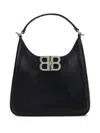 Balenciaga Bb Soft Lambskin Leather Hobo Bag In Black