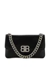 Balenciaga Small Leather Soft Flap Shoulder Bag In Black