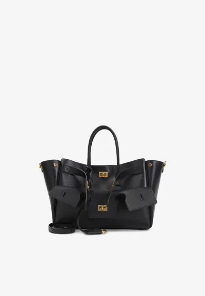 Balenciaga Small Bel Air Carry All Leather Tote Bag In Black