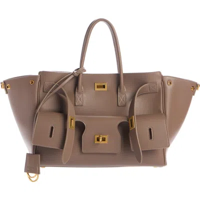 Balenciaga Small Bel Air Leather Carry All Tote In Brown