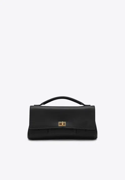 Balenciaga Small Bel Air Leather Clutch Bag In Black
