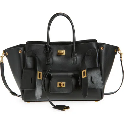 Balenciaga Small Bel Air Leather Tote In 1000 Black