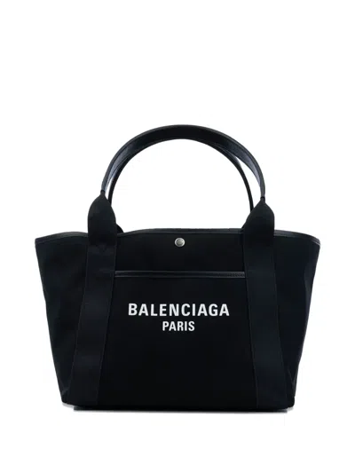 Balenciaga Small Biarritz Logo-print Tote Bag In Black